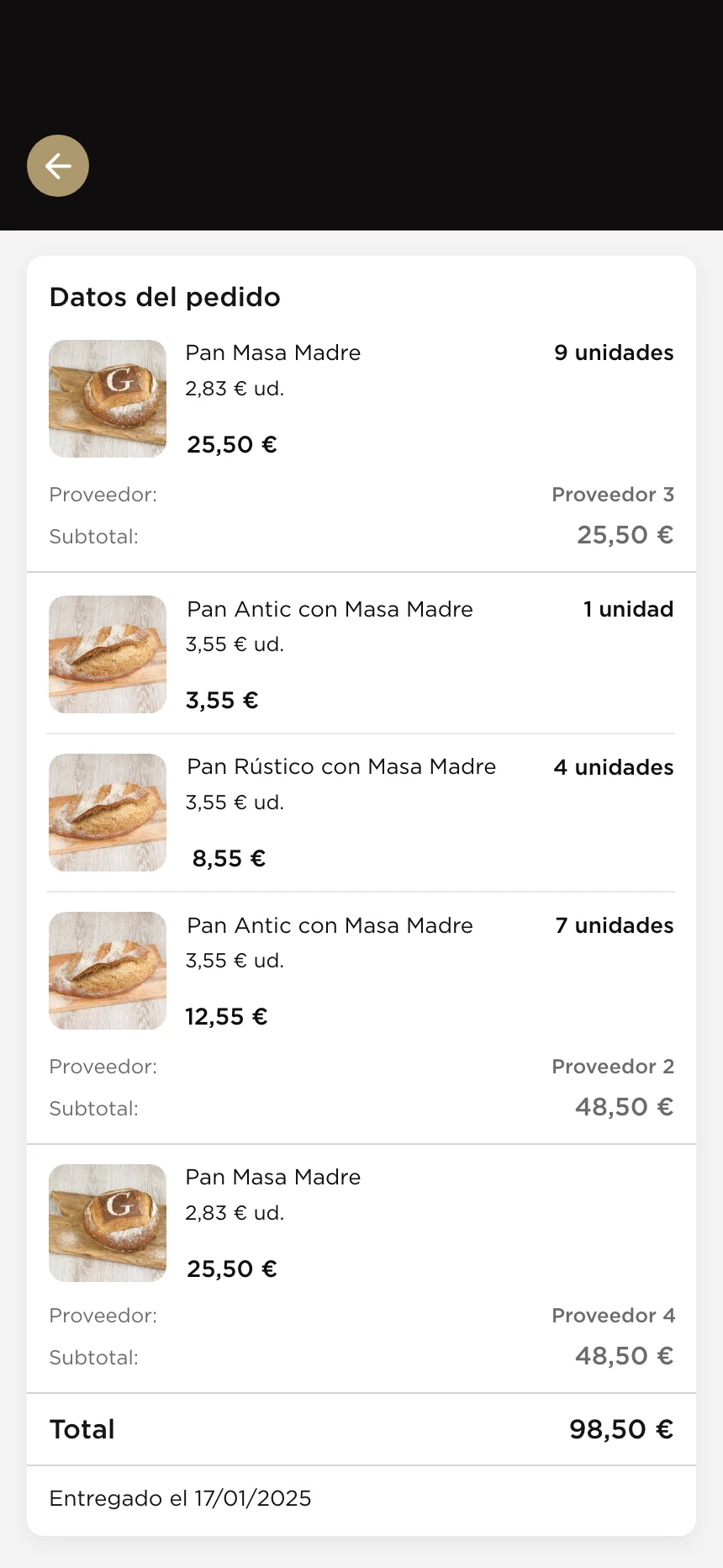 Detalle pedido